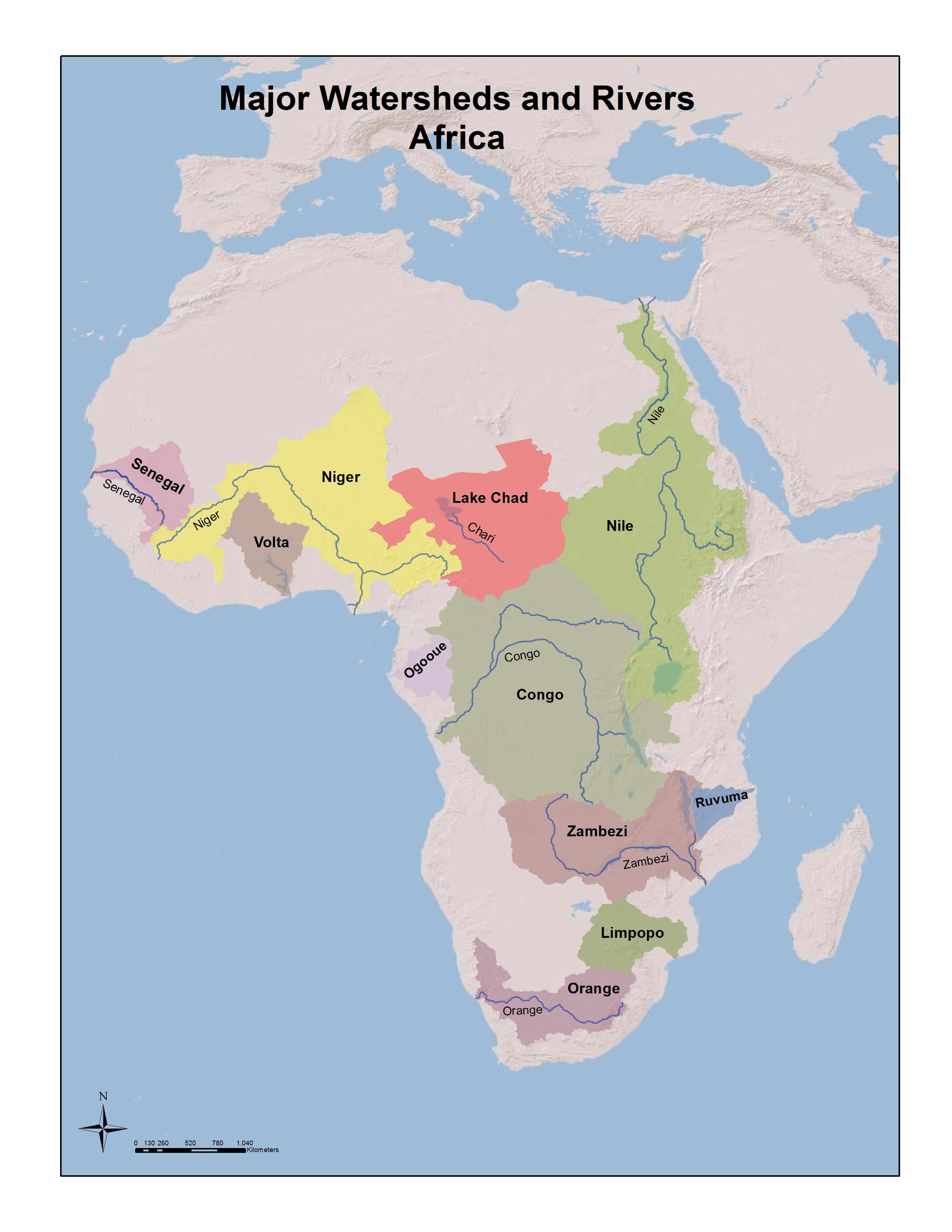 Africa Map With Rivers 7639